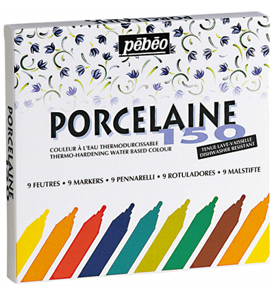 021-010 - Pebeo - Markers set, Assorti Fine Nib - Porcelaine 150 Feutre 0.7mm