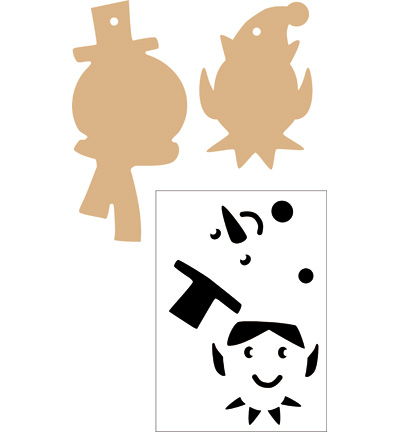 400.901.070 - Pronty - 2 bonhomme de neige et lutin+ pochoir Christmas - Noël