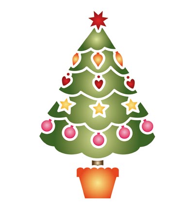 470.329.082 - Pronty - Christmas Tree - Pochoir: 15 x 10cm