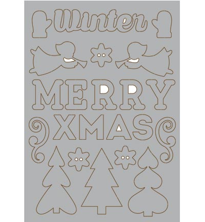 492.001.007 - Pronty - Merry Xmas - Grey Chipboard