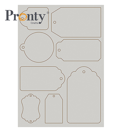 492.001.024 - Pronty - Crafts Labels chipboard - Grey Chipboard