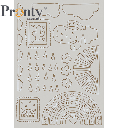 492.001.034.V - Pronty - Objects Rainbow & Cactus - Grey Chipboard
