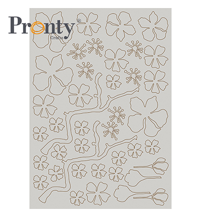 492.001.042.V - Pronty - Chipboard Layered cherry blossom - Grey Chipboard