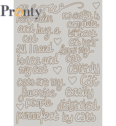 492.001.045.V - Pronty - Chipboard Purrrfect quotes - Grey Chipboard