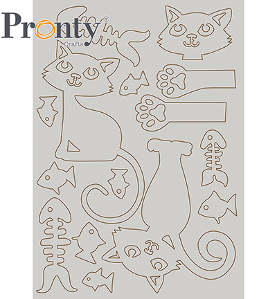 492.001.046.V - Pronty - Chipboard Purrrfect shapes - Grey Chipboard