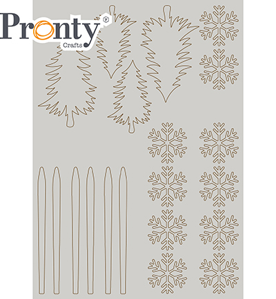 492.001.049.V - Pronty - Trees and Snowflakes - Grey Chipboard