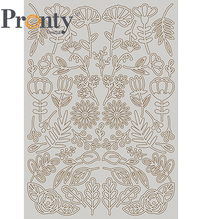 492.001.055 - Pronty - Chipboard Flowers - Grey Chipboard