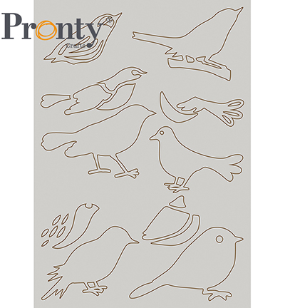 492.001.057 - Pronty - Chipboard Birds - Grey Chipboard