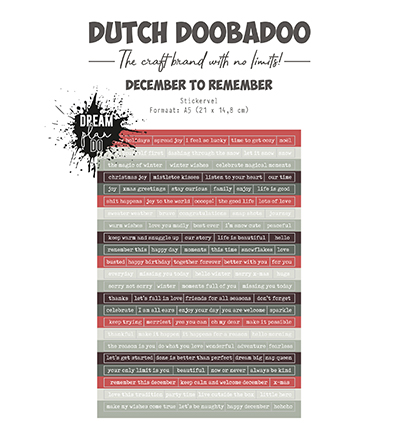 491.200.028 - Dutch DooBaDoo - Dutch Sticker December to Remember - Dutch Stickervel
