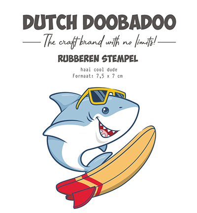 497.004.012 - Dutch DooBaDoo - Rubber stempel Haai cool dude - Tampons caoutchouc 497.004.012 - Dutch DooBaDoo - Rubber stempel Haai cool dude - Tampons caoutchouc