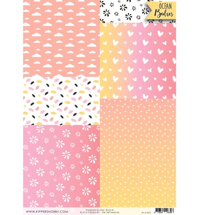 Babies Girl - Rosa Dotje - Ocean Babies fille - A4, 120gr.