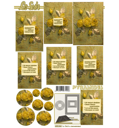 630.044 - Le Suh - roses, roses jaunes - Feuilles pyramide 630.044 - Le Suh - roses, roses jaunes - Feuilles pyramide