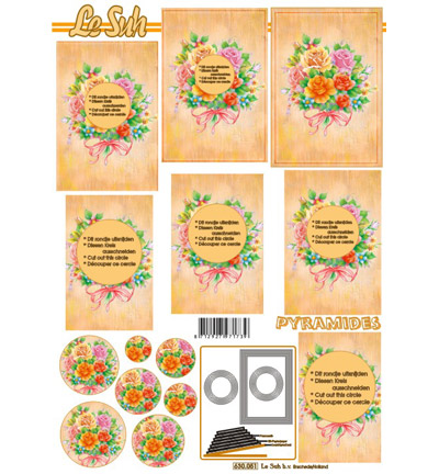 630.051 - Le Suh - fleurs, couronne, noeud, roses - Feuilles pyramide 630.051 - Le Suh - fleurs, couronne, noeud, roses - Feuilles pyramide