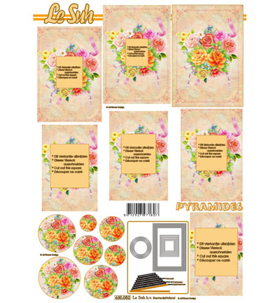 630.052 - Le Suh - fleurs, couronne, noeud, roses - Feuilles pyramide 630.052 - Le Suh - fleurs, couronne, noeud, roses - Feuilles pyramide