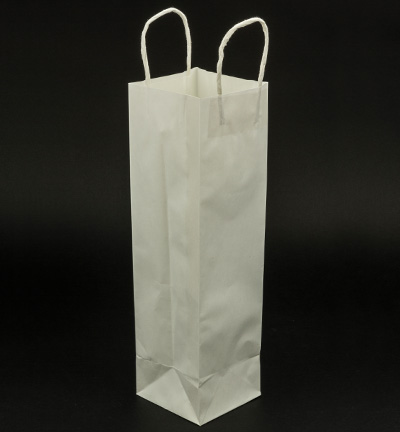 21600 - Folia - Sac bouteille papier kraft, blanc - Sac cadeau