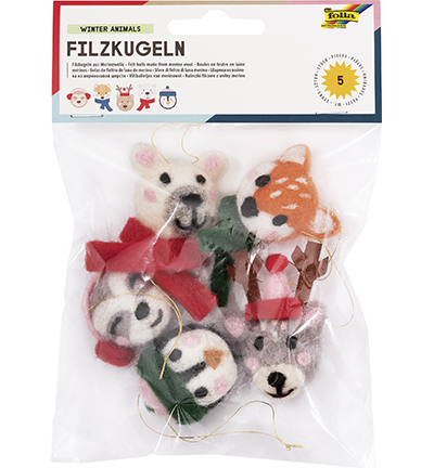 5290 - Folia - Boules feutrine merino, animaux d'hiver - Animaux