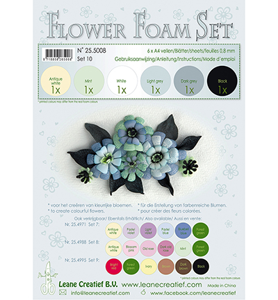 25.5008 - Leane Creatief - Set 8 Black-grey colours - Sheets et sets Flower Foam