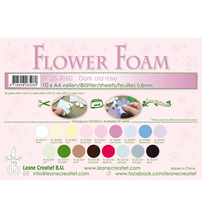 25.5060 - Leane Creatief - Dark old rose - Sheets et sets Flower Foam 25.5060 - Leane Creatief - Dark old rose - Sheets et sets Flower Foam
