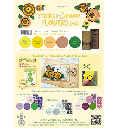 25.5794 - Leane Creatief - Foam Yellow en 2 nested flower stickers - Sheets et sets Flower Foam 25.5794 - Leane Creatief - Foam Yellow en 2 nested flower stickers - Sheets et sets Flower Foam