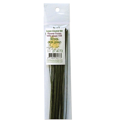 27.4773 - Leane Creatief - Flower Foam paper wrapped wire, Dark green - 
