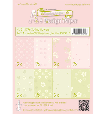 51.1796 - Leane Creatief - Spring flowers pink/green - Design Paper