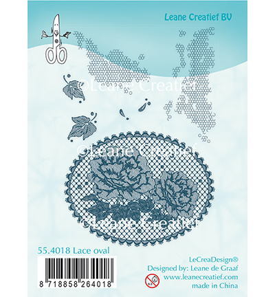 55.4018 - Leane Creatief - Lace oval Roses - Autres tampons clear
