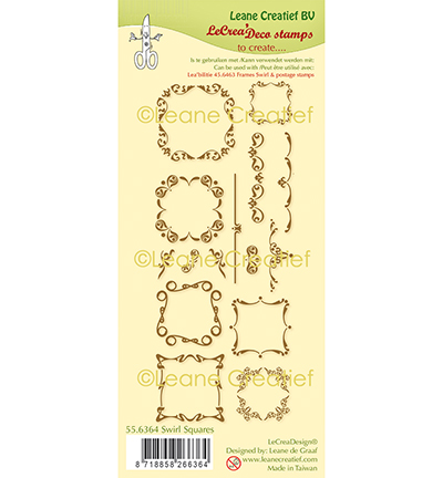 55.6364 - Leane Creatief - Combi clear stamp Swirl Carré - Cadres, Etiquettes, Billets