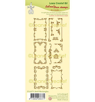 55.6371 - Leane Creatief - Combi clear stamp Swirl Rectangle - Cadres, Etiquettes, Billets