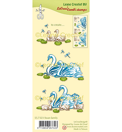 55.7323 - Leane Creatief - Cygnes famille - Tampons clear combi