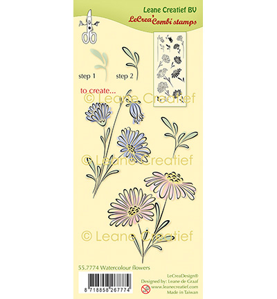 557.774 - Leane Creatief - Tampon clair à combiner Fleurs d'aquarelle - Tampons clear combi 557.774 - Leane Creatief - Tampon clair à combiner Fleurs d'aquarelle - Tampons clear combi