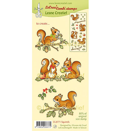 558.771 - Leane Creatief - Combi clear stamp, Ecureuils - Animaux