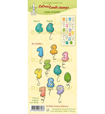 558.986 - Leane Creatief - Tampon clair à combiner Ballons en forme de chiffres - Alphabet, chiffres