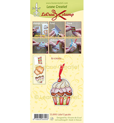558.993 - Leane Creatief - Tampon clair Label petit gâteau / cupcake - Manger, boire