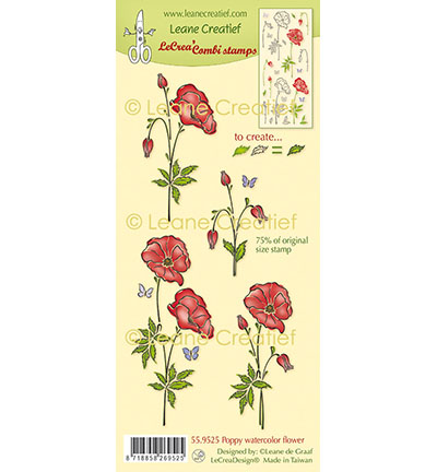 559.525 - Leane Creatief - Tampon clair à combiner, Fleurs de pavot à aquarelle - 