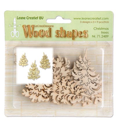 71.2489 - Leane Creatief - Christmas Trees - Wood shapes
