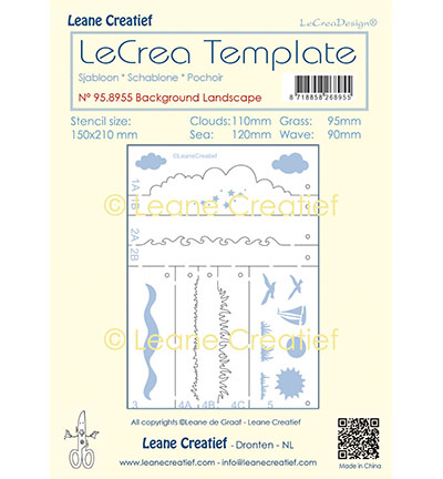 958.955 - Leane Creatief - Pochoir de Paysage: Des nuages, Mer, Herbe, Vagues - Horizon