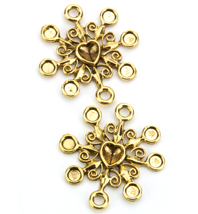 NCM406 - Kippers - (2) Met.orn. Soleil pour strass coeur et pierres, ant.g - pour strass
