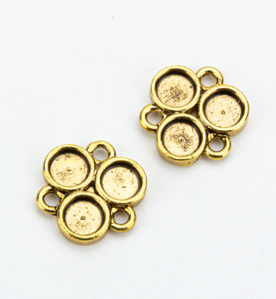 NCM401 - Kippers - (2) Met.orn. Boîte trio pour strass 5mm, anti or - pour strass