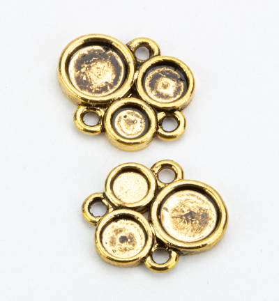 NCM403 - Kippers - (2) Met.orn. Boîte trio pour strass 4,5 et 7mm, ant. - pour strass