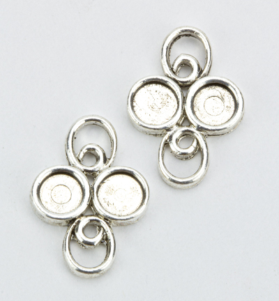NCM408 - Kippers - (2) Met.orn. Boîte duo pour strass 5 mm, argent ant. - pour strass