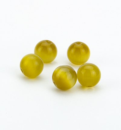 C-01-8mm, color 19 - Kippers - (10) Oeil de tigre rond, or - 