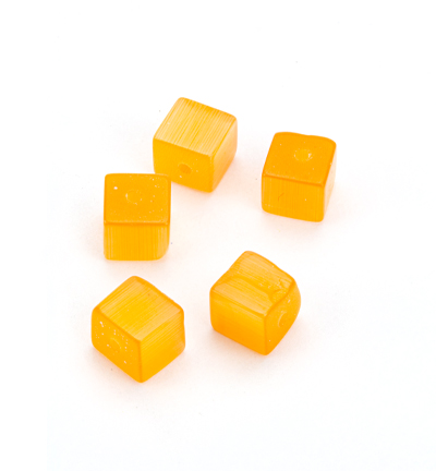 C-14-6x6mm, 4 - Kippers - (8) Oeil de tigre, carré, orange - 