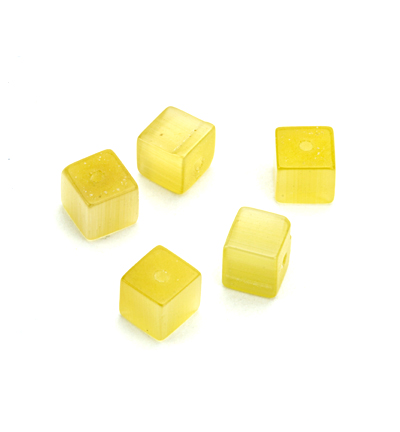 C-14-6x6mm, 19 - Kippers - (8) Oeil de tigre, carré, oxyde jaune - 