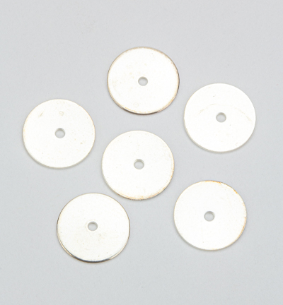 522B-013 - Kippers - (6) Entretoise, disque rond plat, 1 trou, argent - Entretoise