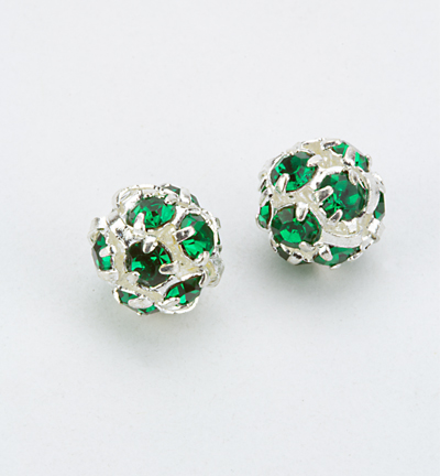 7192 6000 - Kippers - (2) Sphère en strass, émeraude - Sphère en strass