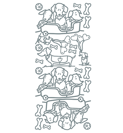440401 S/S - JeJe - Dogs Silver/Silver - Fleurs, animaux & figures 440401 S/S - JeJe - Dogs Silver/Silver - Fleurs, animaux & figures