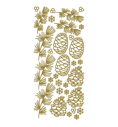 565100 G/G - JeJe - 10 Stickers Gold/Gold, Pinecones - 
