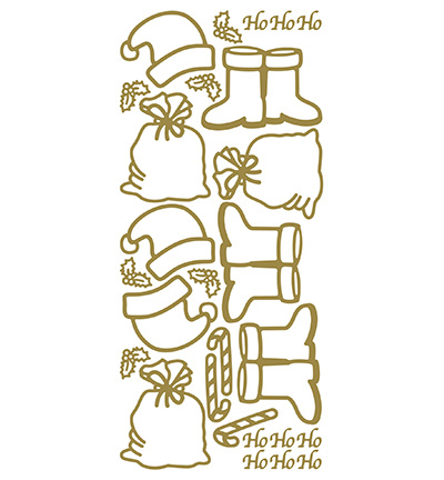 553500 G/G - JeJe - 10 Stickers Gold/Gold, Kerstman schoenen - 