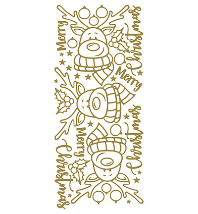 578900 G/G - JeJe - 10 Stickers Gold/Gold, Reindeer X-mas - 