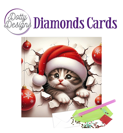 DDDC1206 - Dotty Designs - Diamond Cards,  Christmas Kitten - Diamond Cards